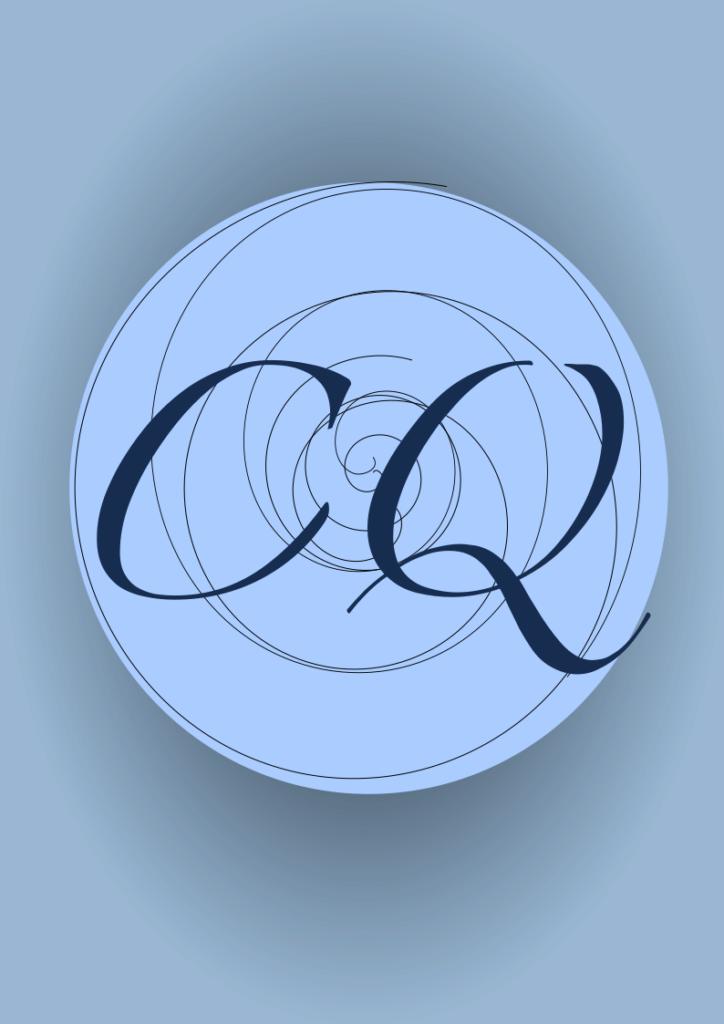 Blue circle with the letters CQ in the middle